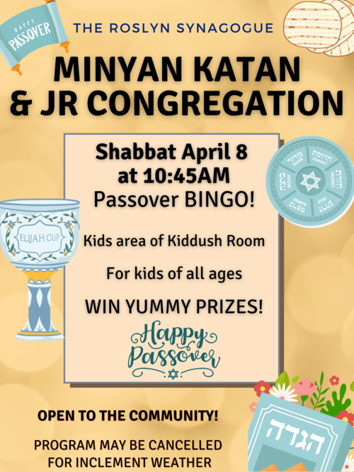 Banner Image for Minyan Katan/Jr Cong - Passover BINGO Edition